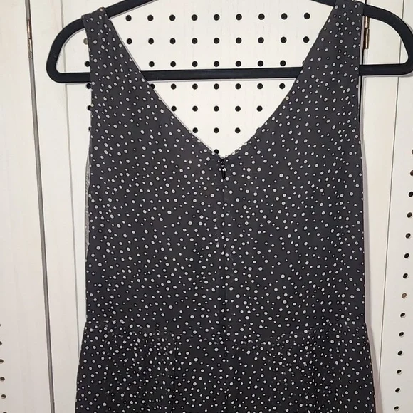 Talbots Pure Silk Size 10 Black w/ Cream Dots Midi Dress Sleeveless Pleated - Picture 8 of 8
